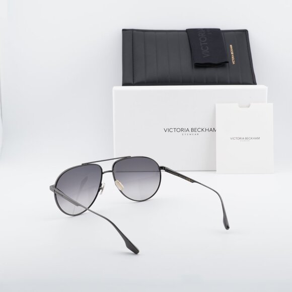 Victoria Beckham VB242S 043 Aviator Sunglasses – Gunmetal/Grey main image 7